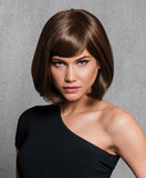 Hairdo Classic Page  The understated pageboy silhouette gets modernized on this alluring wig with blunt, shoulder-length edges, an off-center part and soft, full bangs. Tapered sides angle into an ever-so-slightly shorter back for a cool, polished look.     Made with Tru2Life® heat-friendly synthetic hair that can be flat-ironed, curled or blown out. (See packaging insert for complete directions.)  Cap Size: Average  Front: 4¼”  Crown: 12¼”  Sides: 8½”  Back: 9½”  Nape: 4″  Color Shown: R6/30H Chocolate Cop