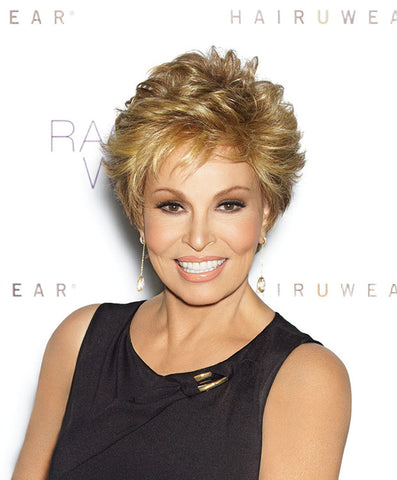 Raquel Welch Center Stage  Under two ounces in weight, this short basic cut offers softly curled all-over layers that blend into an extended nape. Plus it has the luxury of a Sheer Indulgence™lace front monofilament top and 100% hand-tied base for the ultimate in styling options.     Sheer Indulgence™ Lace Front Monofilament Top 100% Hand-Knotted Base Vibralite® Synthetic Hair