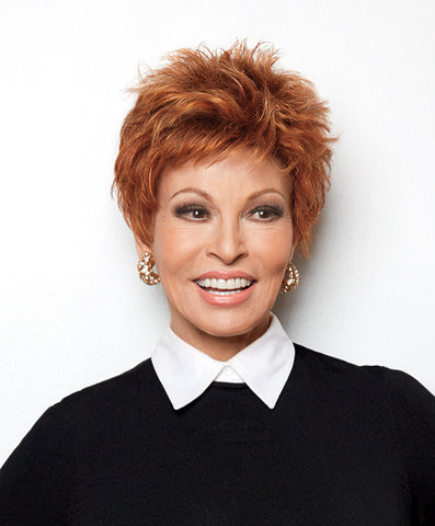 Raquel Welch Power  A short, spiky top gives this closely cropped cut a cutting edge cadence. Bold. Positive. Wonderful.     Memory Cap® Vibralite® Synthetic Hair