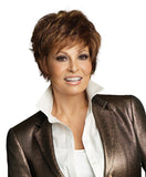Raquel Welch Sparkle  Ready-to-wear right out of the box, this short, face-framing cut includes a smooth front & top that blend into short textured layers throughout the back and sides. And it’s only two and a quarter ounces in weight!     Memory Cap® II Vibralite® Synthetic Hair